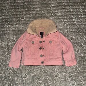 GAP Kids Pink Corduroy Jacket with Sherpa Lining-12-18 months